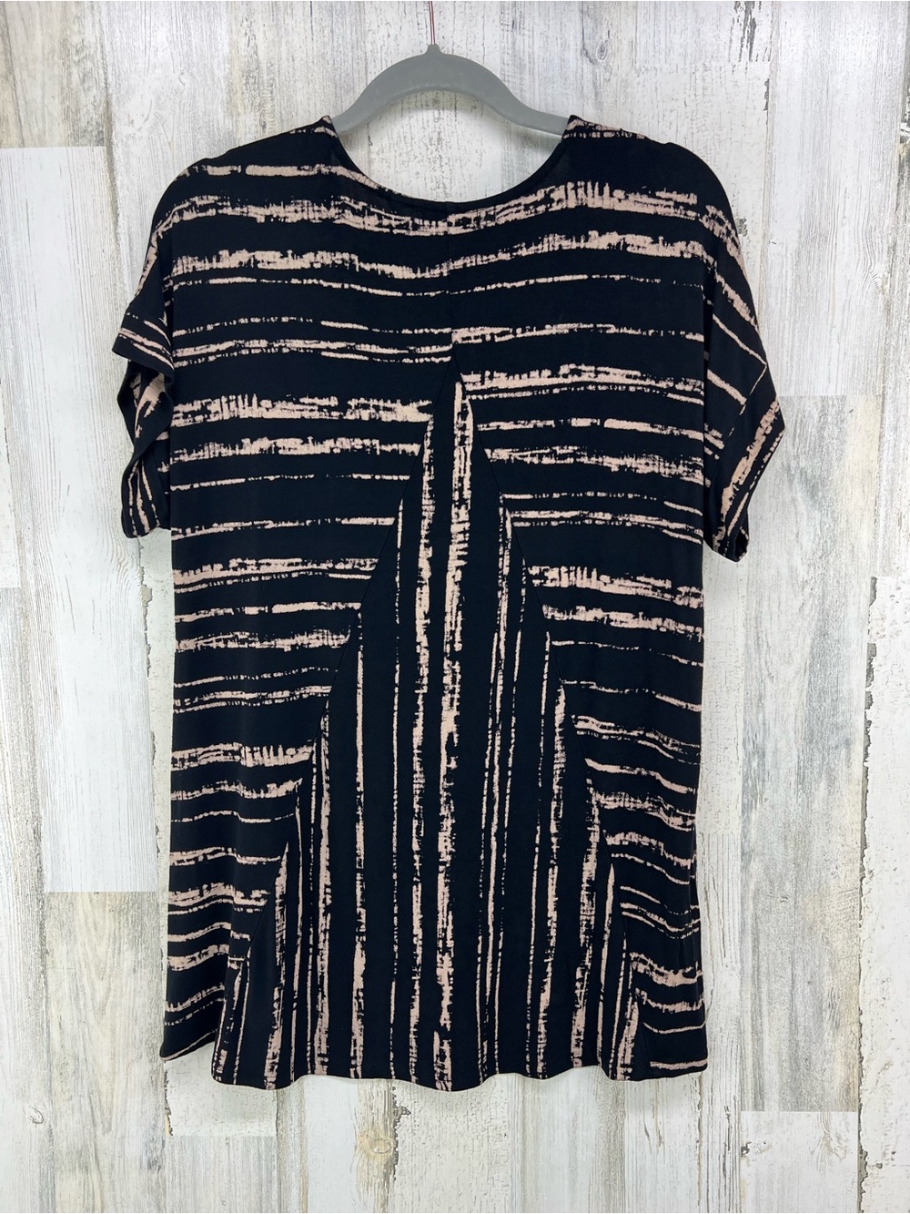 Habitat Black Striped Tunic Top Short Sleeves Womens Large - Picture 5 of 7